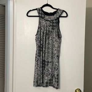 White and black paisley dress